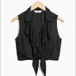 & Other Stories Ruffle Tie Crop Top in Black 6
